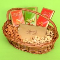 Chocolate and Dry Fruits in a Basket